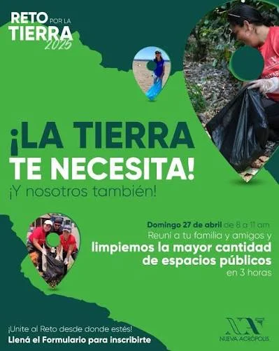 Participantes del Reto por la Tierra realizando una jornada de limpieza y conservación ambiental.